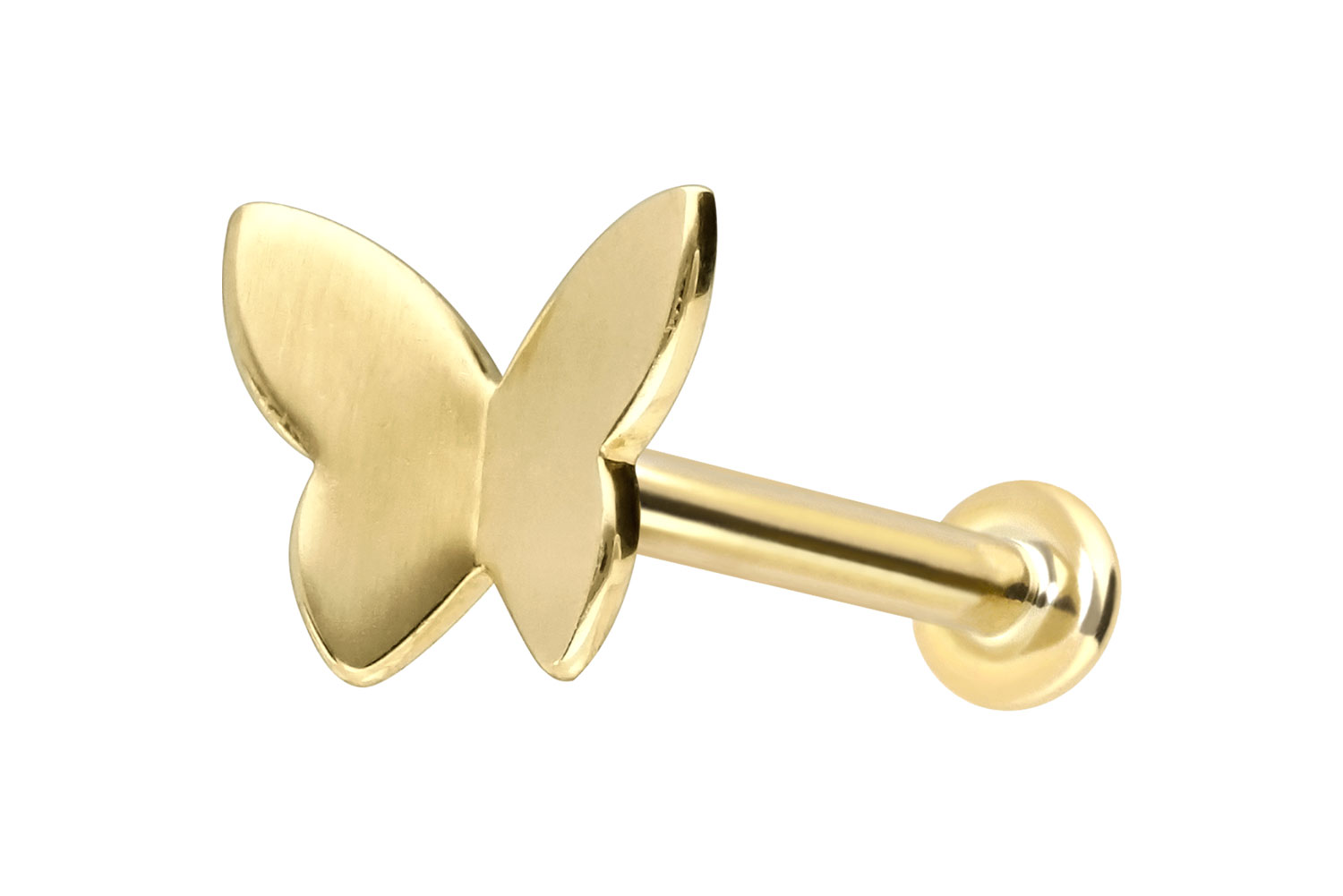 14 Karat Gold Labret Piercing mit Push Fit SCHMETTERLING
